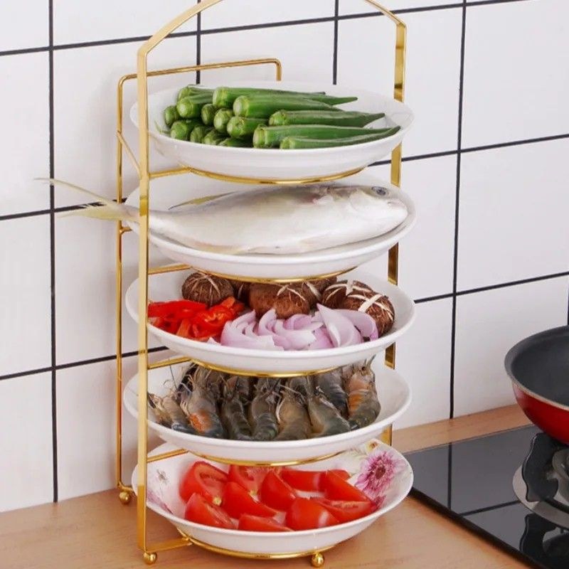 Kitchen Punch-Free 5 Layer Portable Space Saving Dish Rack-000354