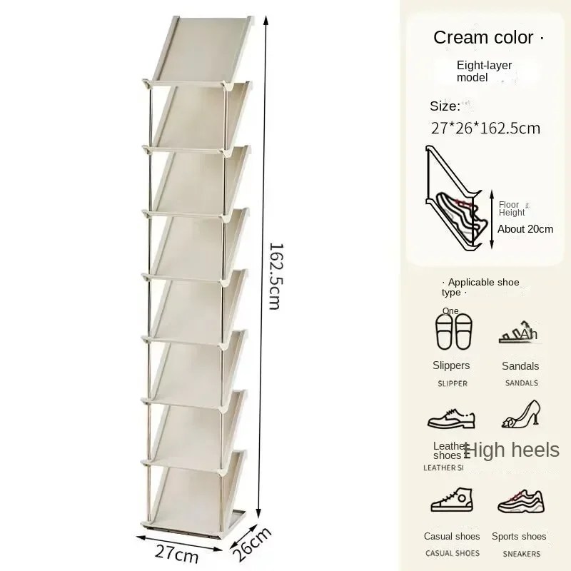  5 Layer Vertical Shoe Rack Space Saving Cabinet With Strong Load Bearing Stainless Steel Stand_000368