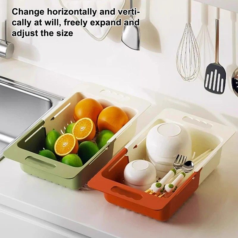 Over the Sink Collapsible Colander Strainer – Expandable Washing Basket-000196