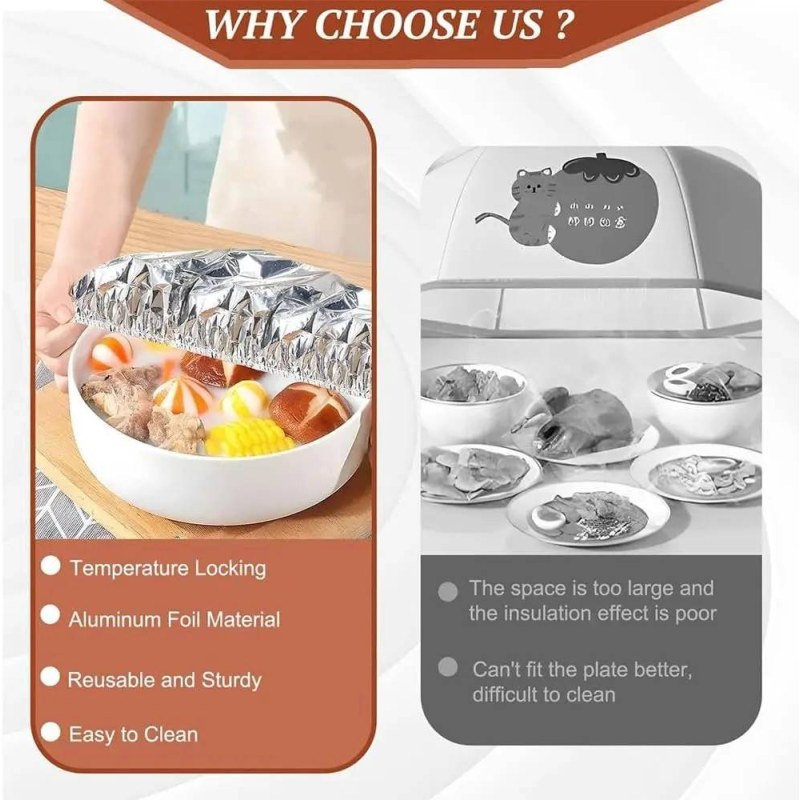 10pcs Reusable Aluminum Foil Food Elastic Bowl Covers Fresh Keeping Food Containers Dish Covers-000925