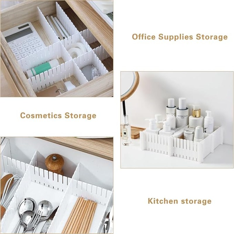 Adjustable Plastic Grid Drawer Organizer Multi-Purpose Drawer Storage Divider 6pcs-000285