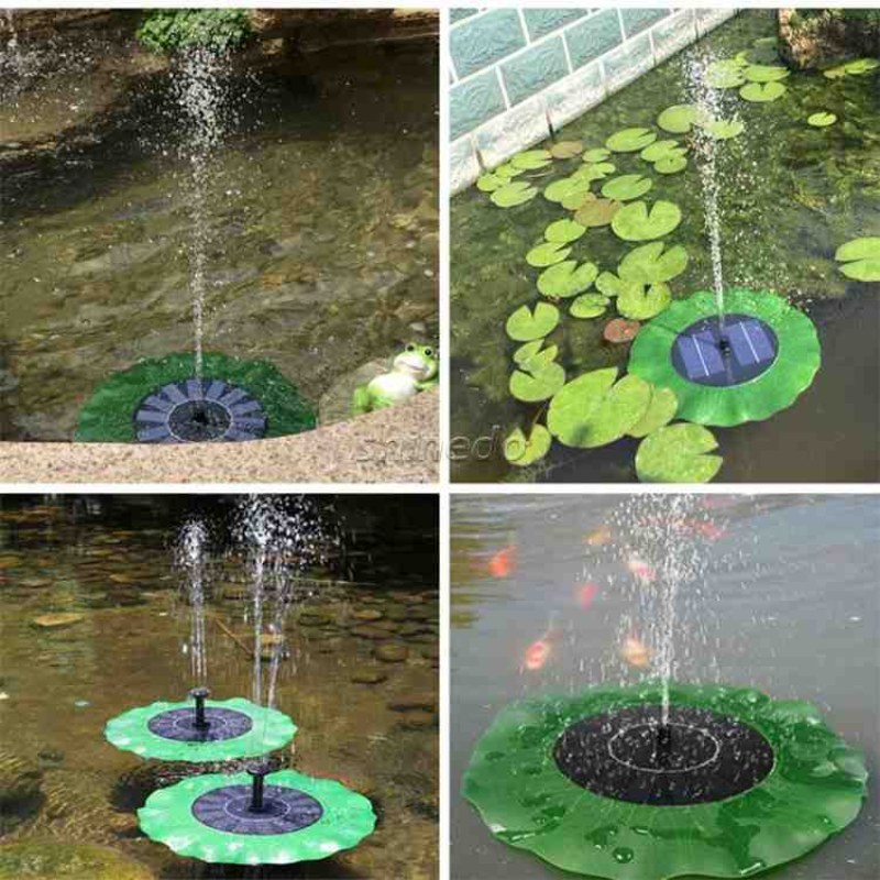 Lotus Leaf Solar Powered Fountain Green Lotus Leaf Fountain Solar Outdoor Decoration for Birdbath, Garden-000896