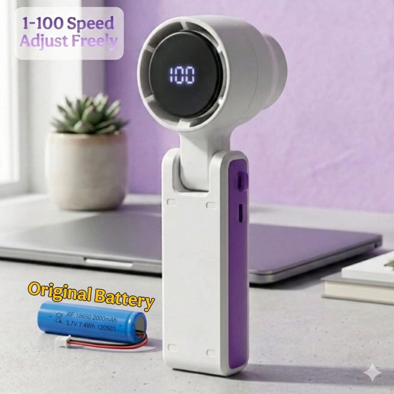 Portable Mini Turbo Fan Rechargeable USB Handheld Fan 2000mAh Battery 1-100 Speed Adjustable_000849