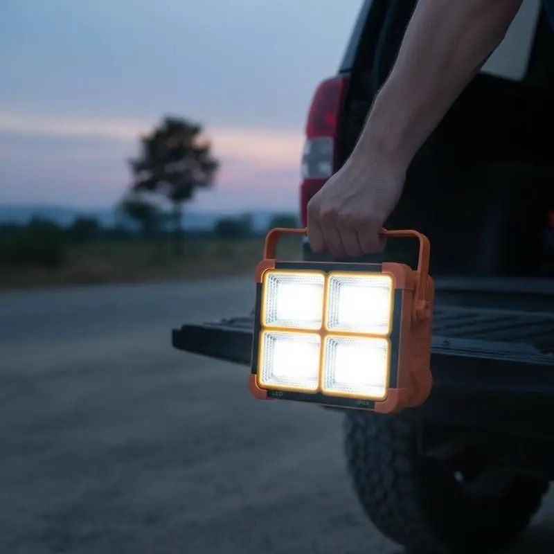 Solar Charging LED Flood Light Outdoor Portable Spotlight with USB Power Bank-000927